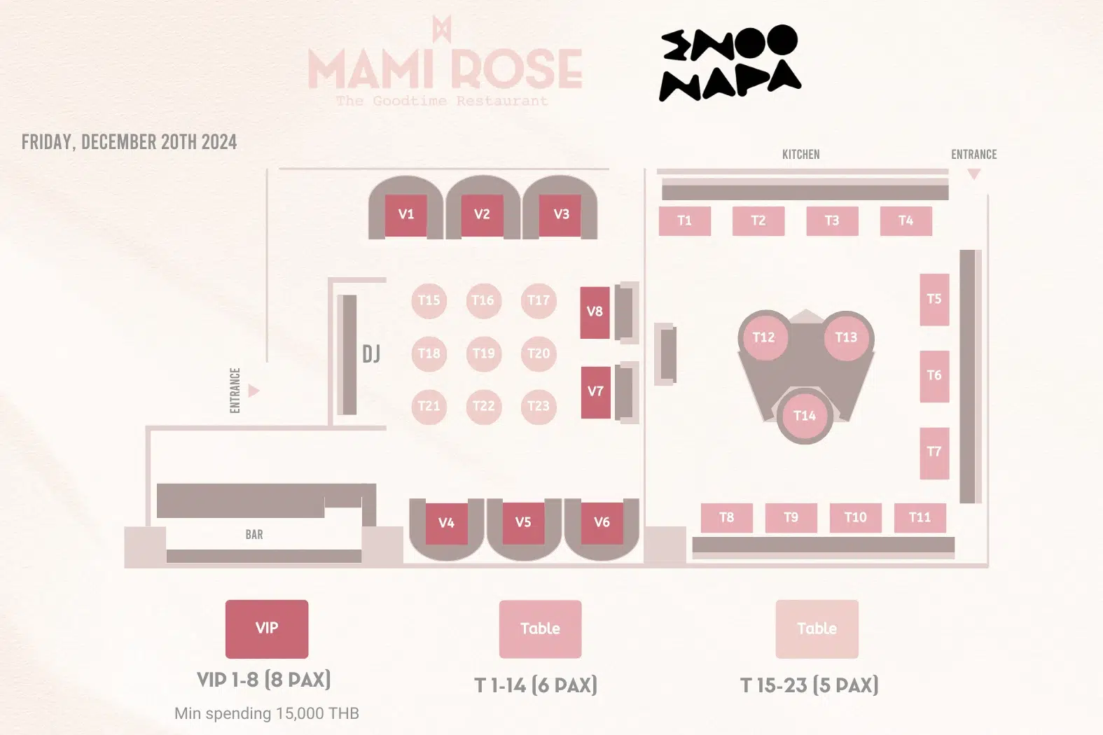 this is the VIP floor plan for the party with Enoo Napa at Mami Rose the 20th December