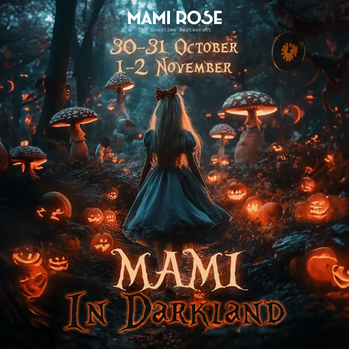 here is the special square banner for the Mami In Darkland Halloween event at Bangkok's Mami Rose restaurant