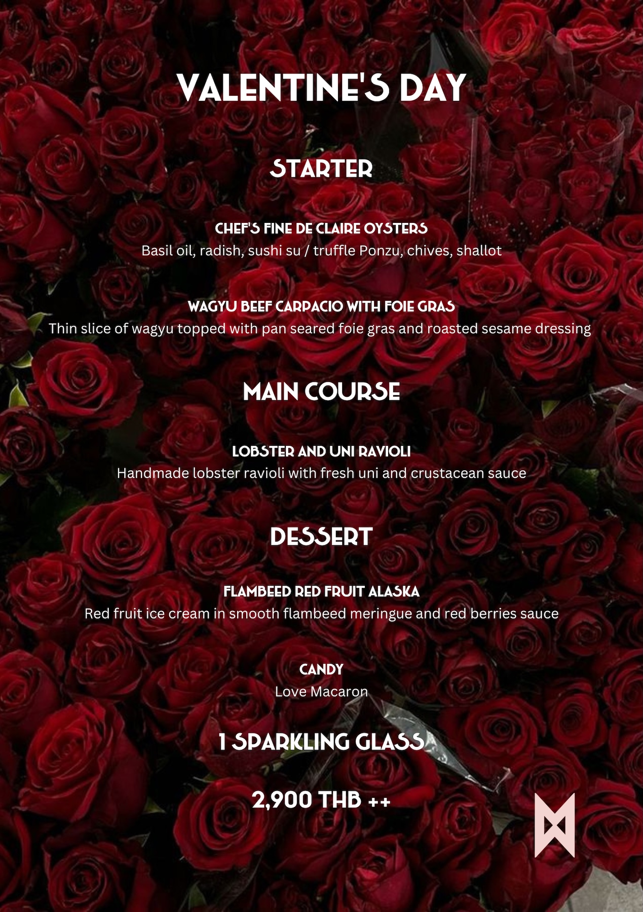 Special Valentine's Day menu at Mami Rose restaurant at EmSphere mall in Bangkok