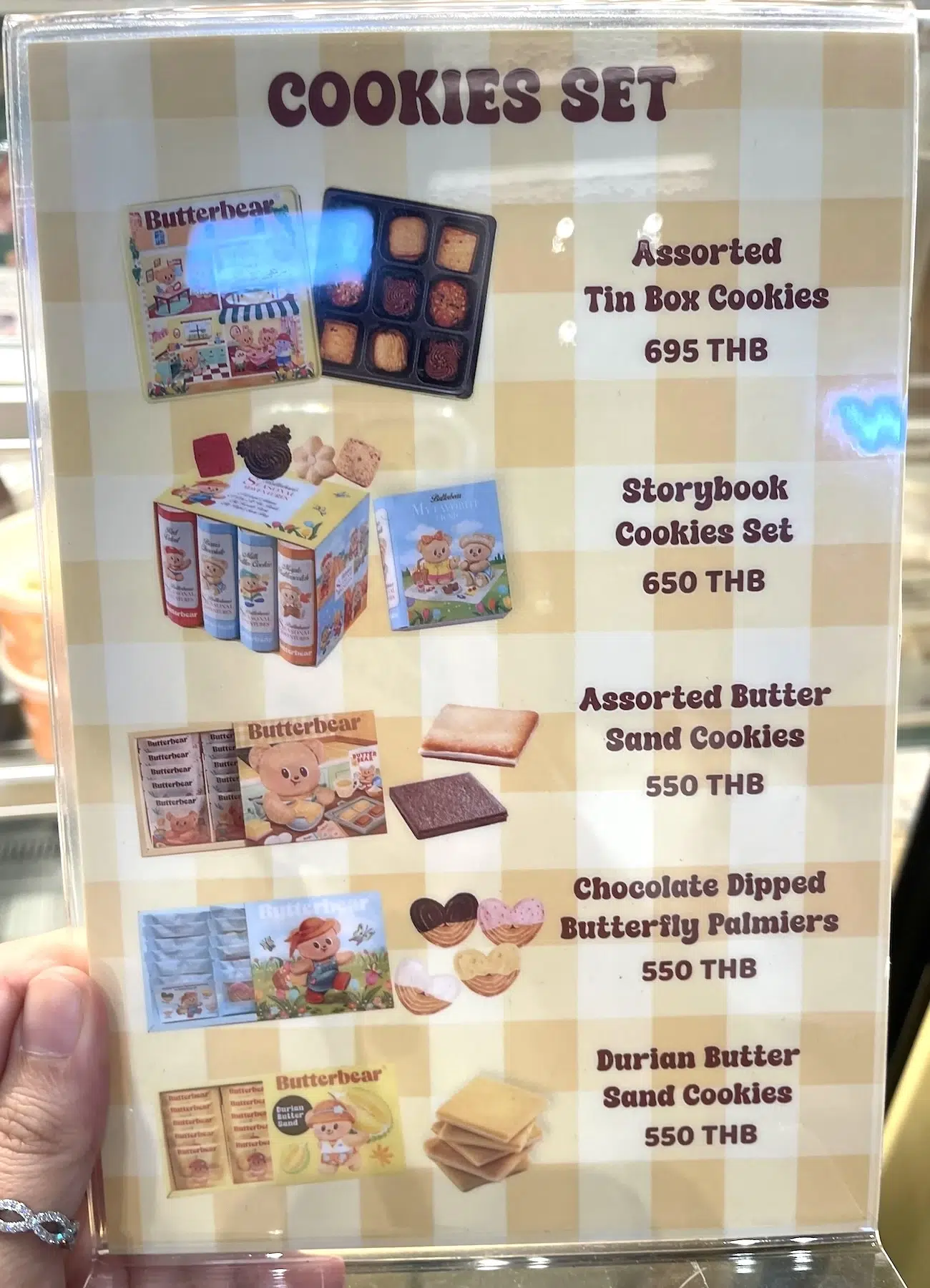 Here is the cookie set menu of Butterbear Café at EmSphere in Bangkok