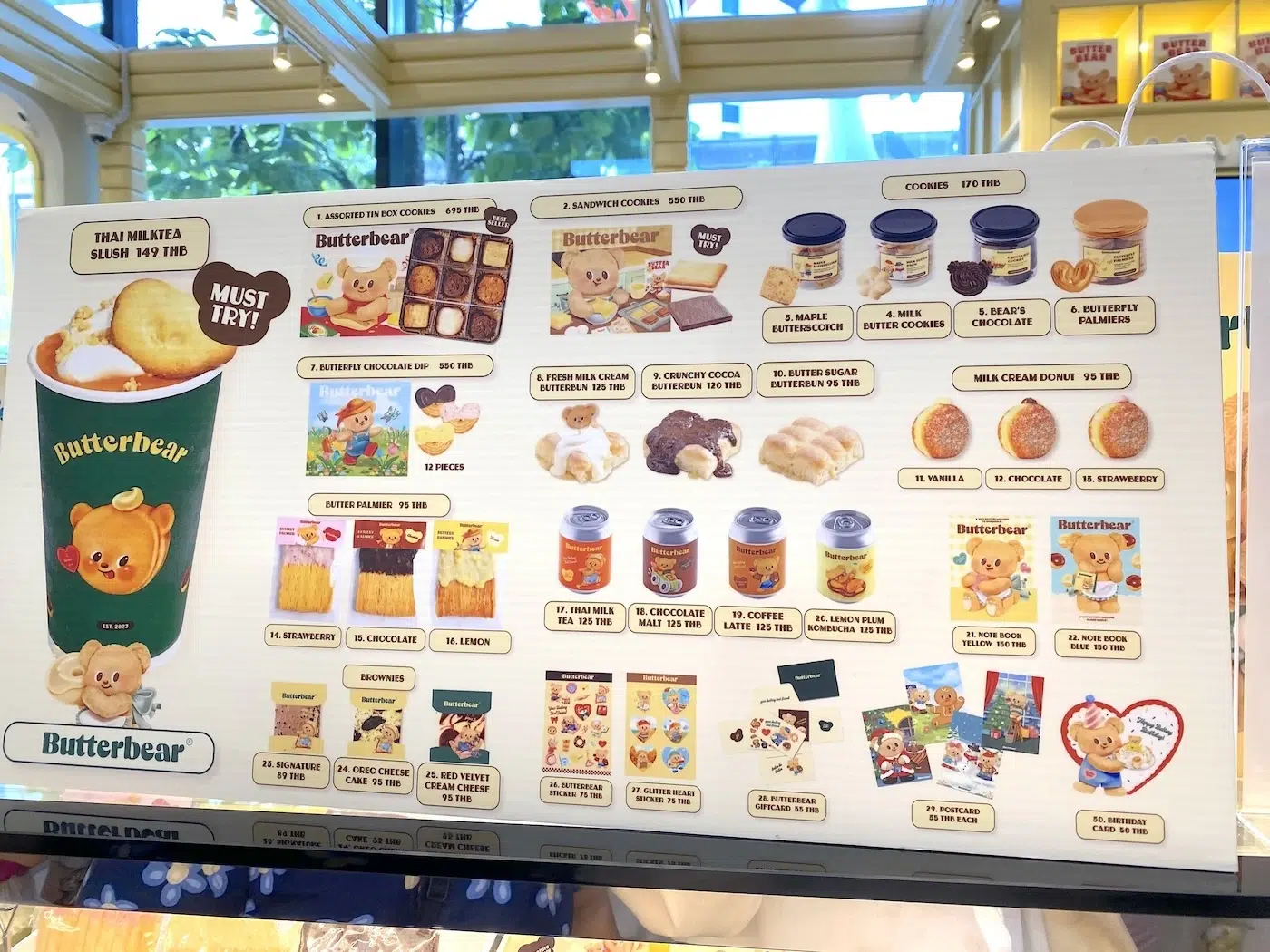 Here is the menu of Butterbear Café at EmSphere in Bangkok