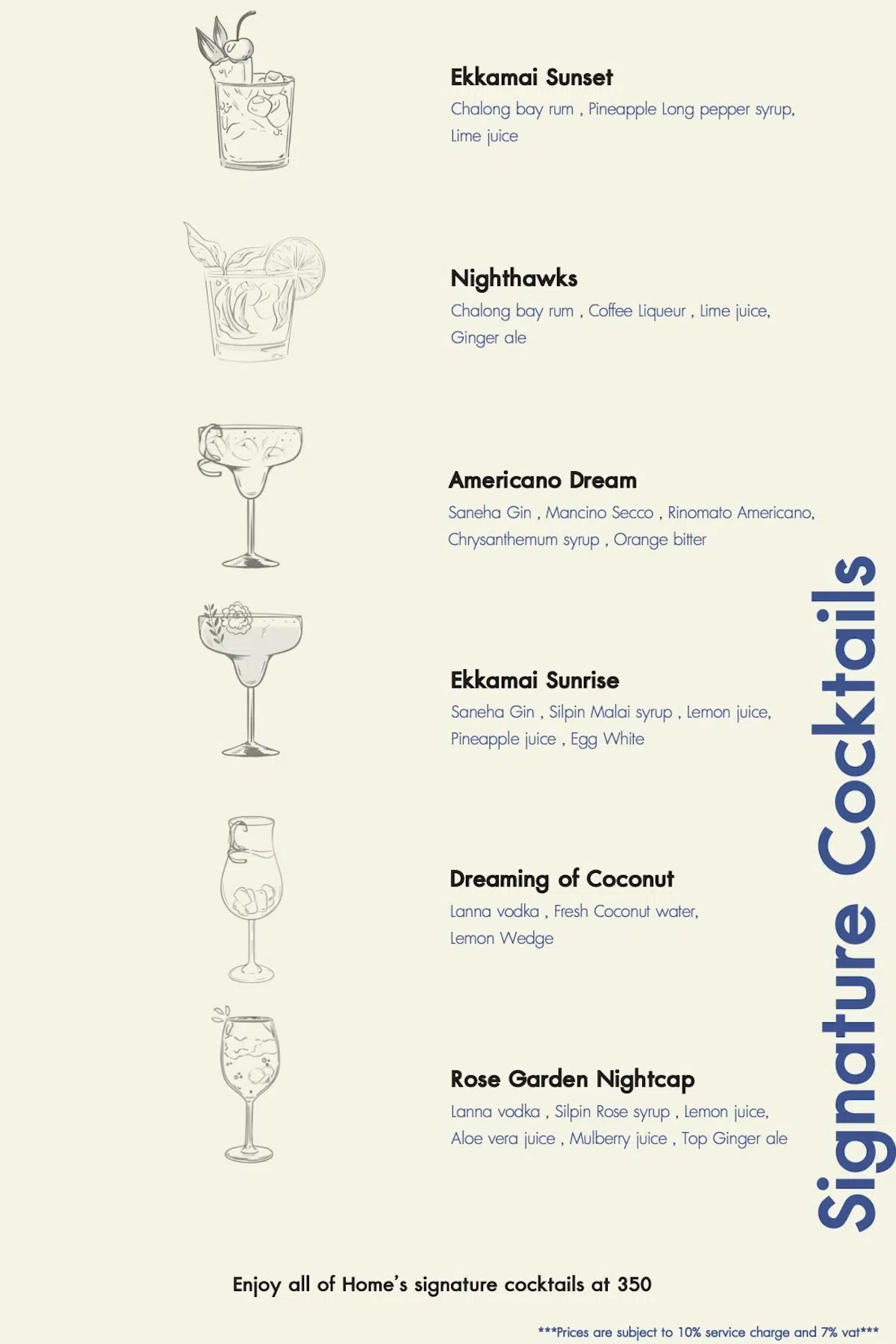 This is the cocktails menu of The Garden by Home Ekkamai restaurant