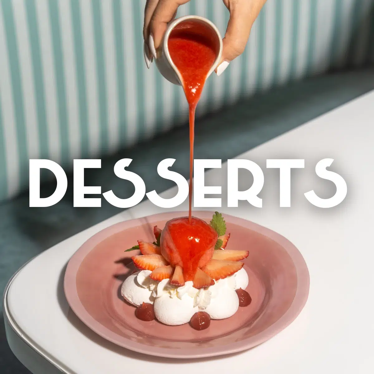 call to action for the desserts menu on Mami Rose restaurant website