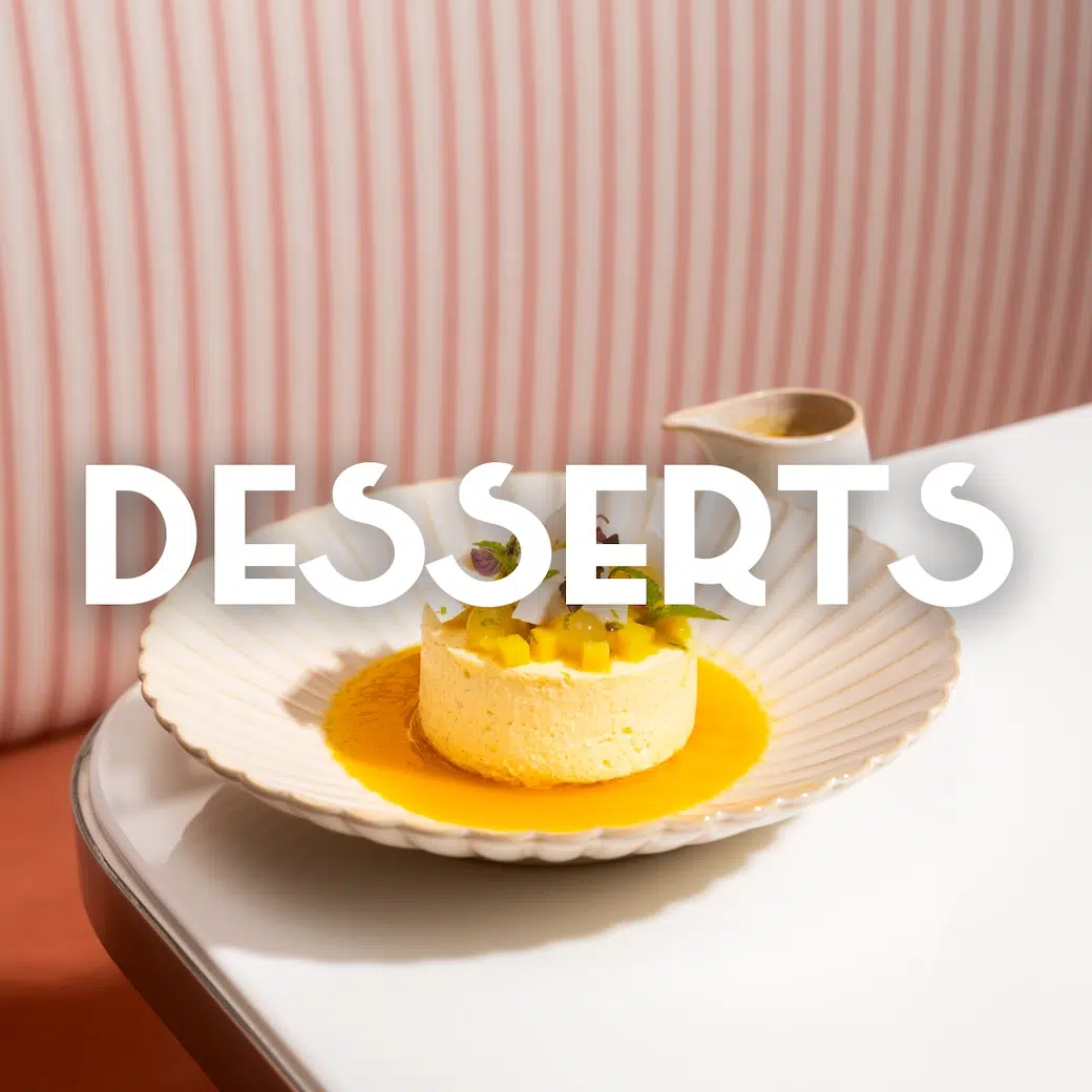 call to action for the desserts menu on Mami Rose restaurant website