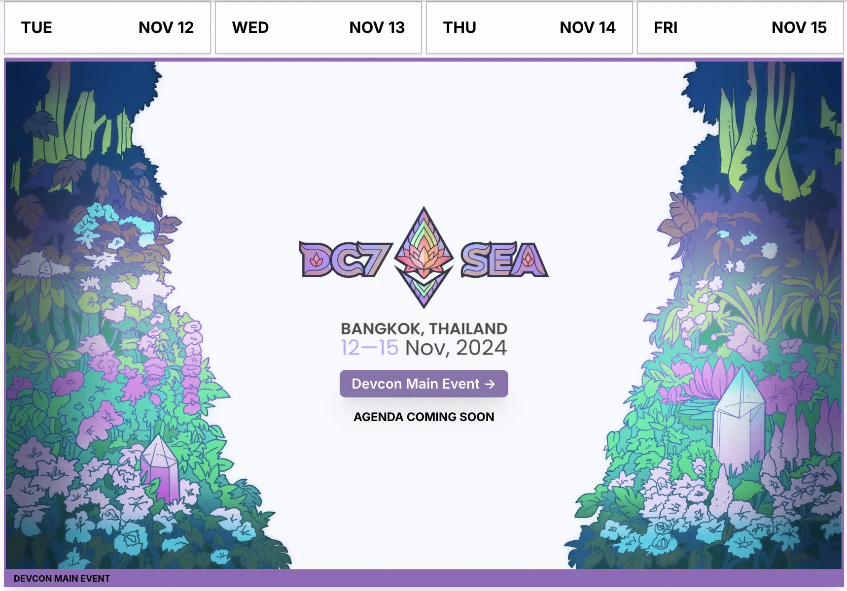 This is the agenda of Devcon Southeast Asia event from 12th to 15th November in Bangkok