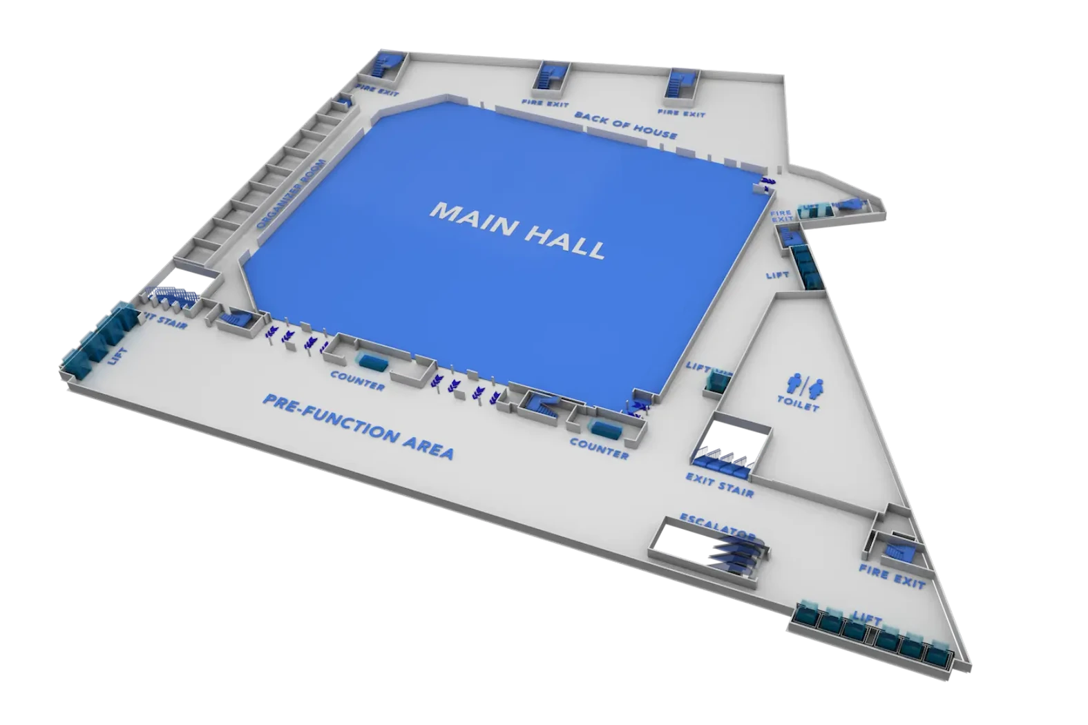 Here is the floor plan of the UOB Live main hall at Emsphere