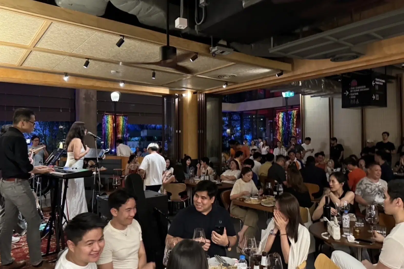 here is the inside of the Vinyl and Wine bar with live music at EmSphere in Bangkok